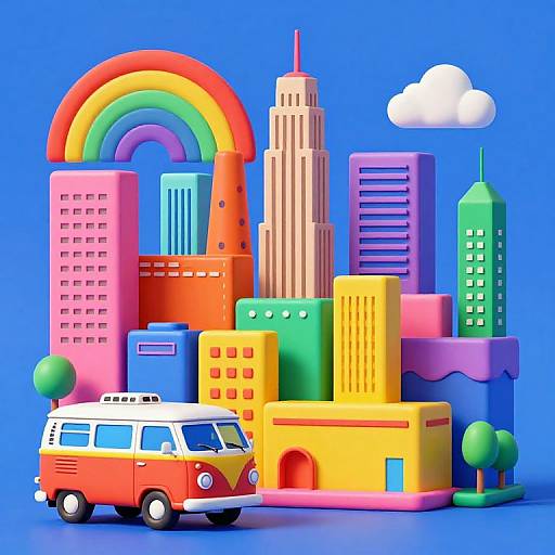 Vibrant 3D Los Angeles Cityscape