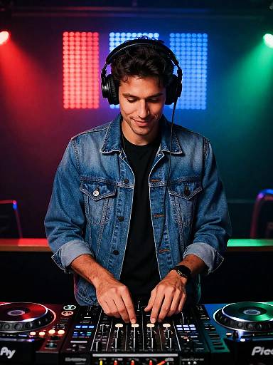 Male DJ Mixing in Nightclub