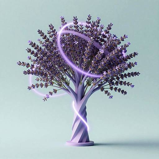 Lavender Tree Light Painting Art