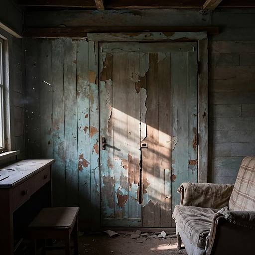 Aged Wooden Planks in Abandoned Cabin