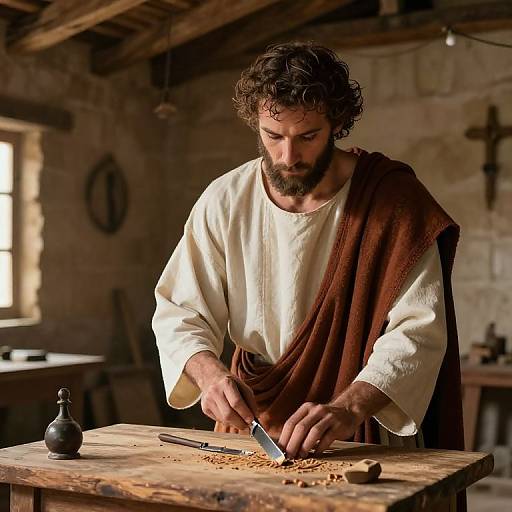 Photorealistic St. Joseph Carving Wood