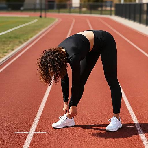 Woman Stretching on Red Track