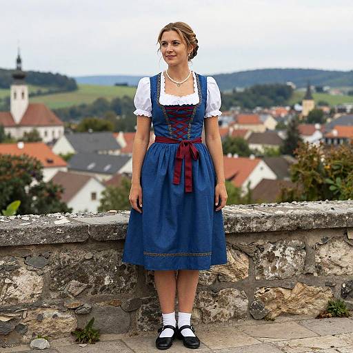 Woman in Bavarian Blue Dress