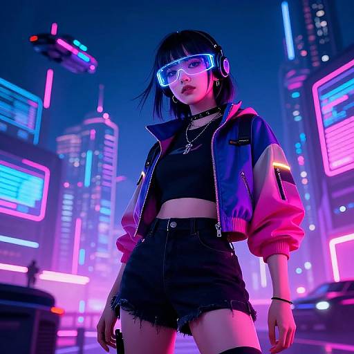 Cyberpunk Girl with AR Glasses