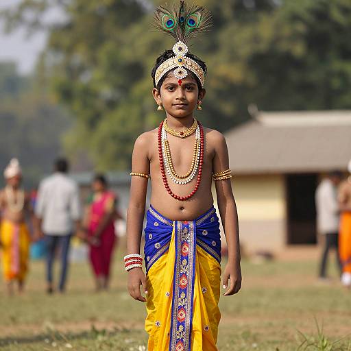 Young Indian Boy in Traditional Krishna Costume