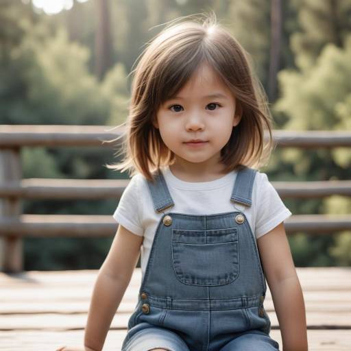 Toddler Girl Sitting on Wooden Bridge