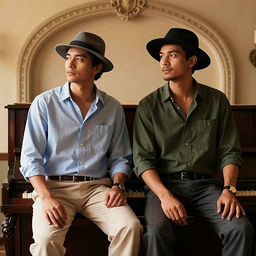 Elegant Portrait of Two Men at Piano