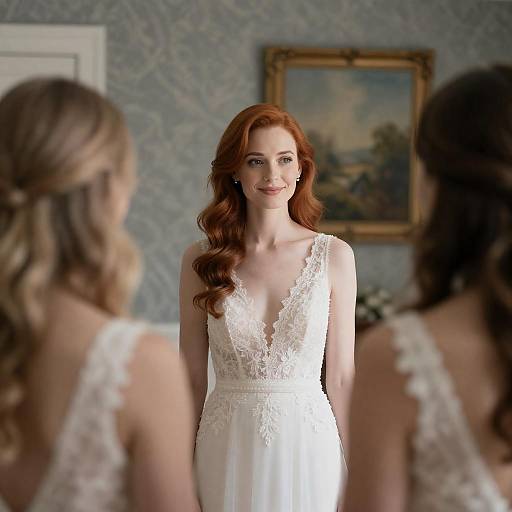 Elegant Redhead in Lace Wedding Dress