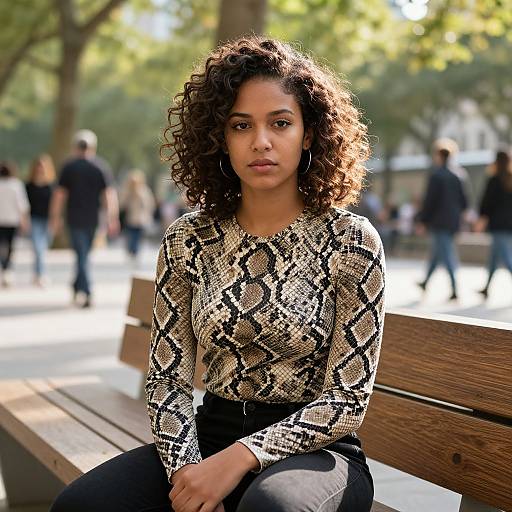 Stylish Woman in City Park