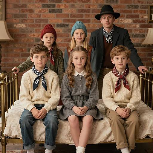 Vintage Family Portrait with Children