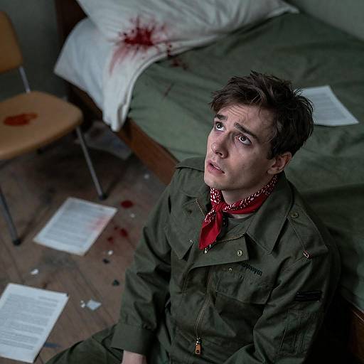 Worried Man in Chaotic Setting