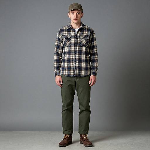 Man in Plaid Shirt and Hat