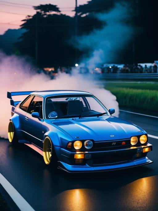 Cinematic Drift Scene at Sunset Meet