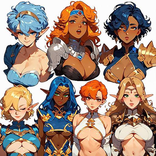 Fantasy Elven Girls in Retro Art Style