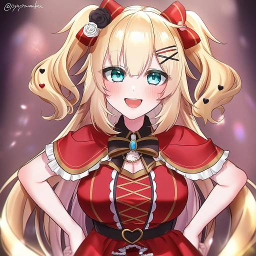 Illustration of Akai haato (gothic lolita), hololive in the style of Yayoi maka