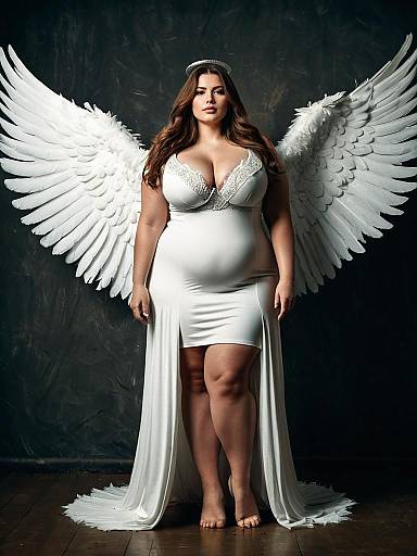 Plus Size Angel Woman with Wings and Halo