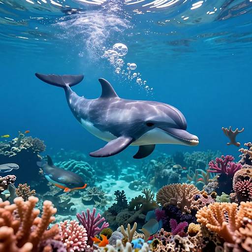 Whimsical Underwater Dolphin-Whale Hybrid
