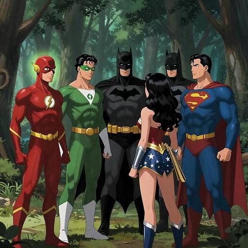 Epic Anime Superheroes in Dark Forest