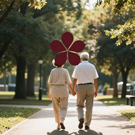 Backlit Senior Couple Walking Logo Concept