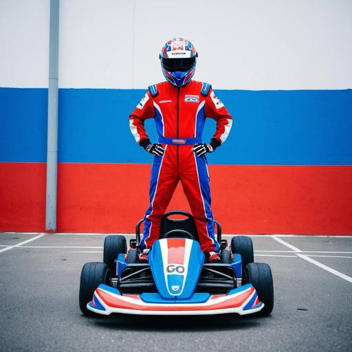 Go-Kart Racer in Red and Blue Suit