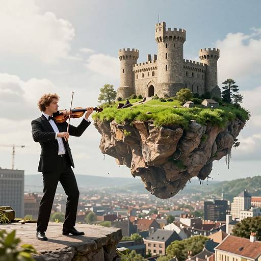 Violinist Summons Floating Medieval Isle