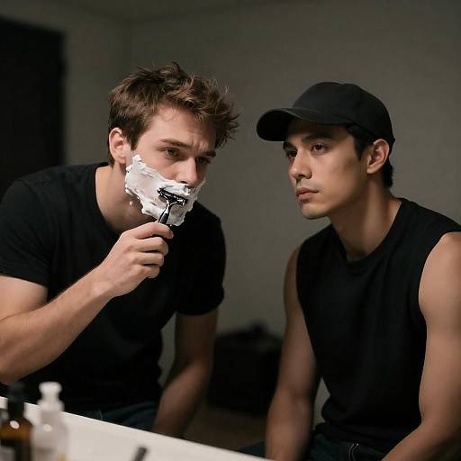Intense Shaving Scene in Low Light