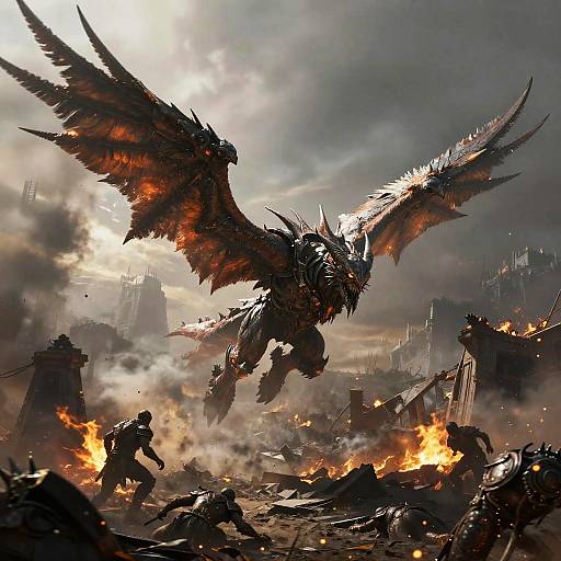 Nergigante Soaring Over Ruined Battlefield