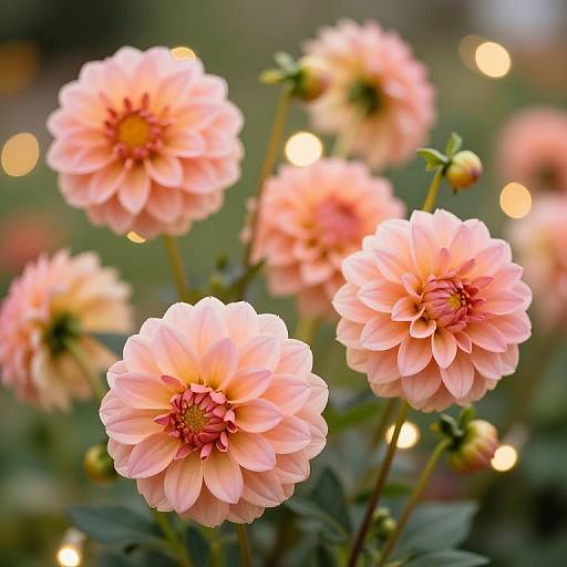 Peach Dahlias with Fairy Lights