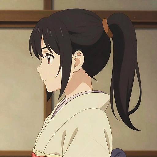 Elegant Anime Ponytail in Kimono