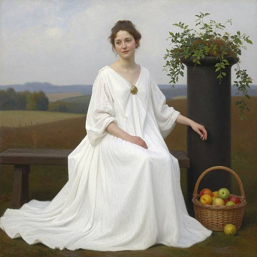 Elegant Woman in Flowing White Gown