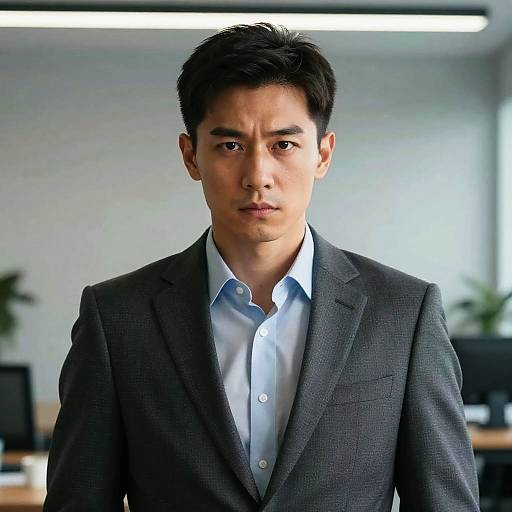 Intense Businessperson in Modern Office