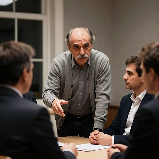 Intense Discussion Among Middle-Aged Men