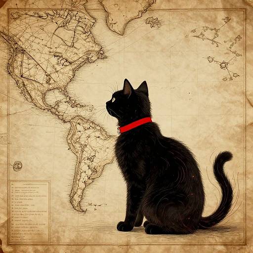 Feline Cartographer Navigating Time