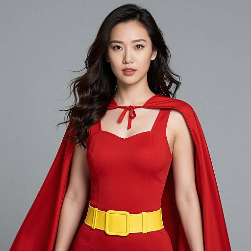 Female Model in Red Superman Costume