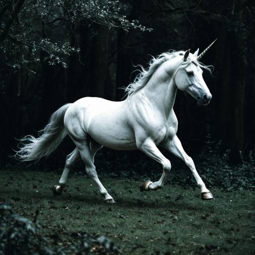 Silver Unicorn Trotting in Enchanted Forest