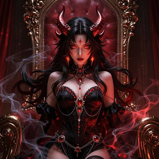 Anime Succubus in Demon Throne Room