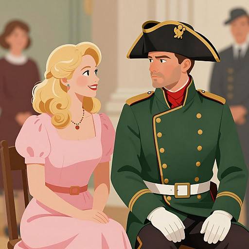 Elegant Couple in Historical Attire Illustration
