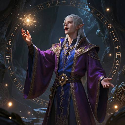 Mystical Male Drow Bard Portrait