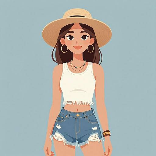 Smiling Woman in Summer Outfit