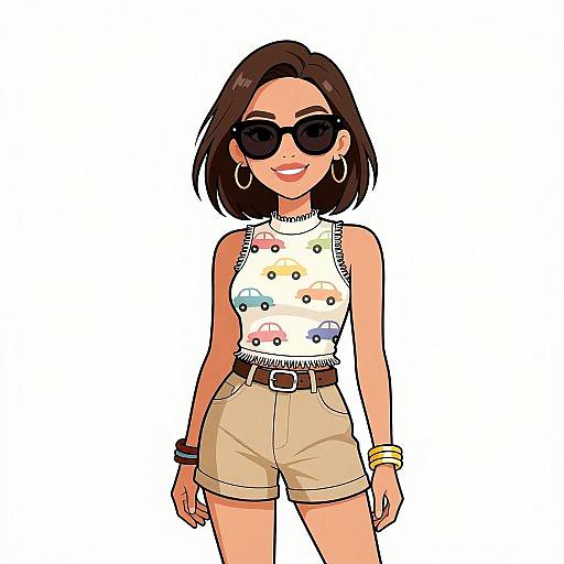 Smiling Woman in Casual Summer Outfit