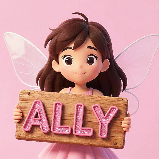 Charming Pink Fairy With ALLY Sign