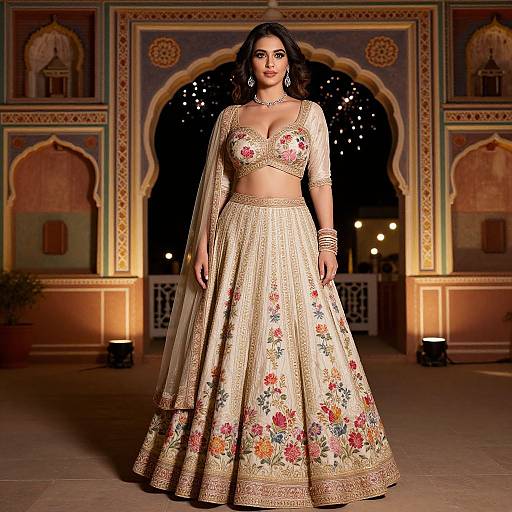 Elegant Floral Lehenga at Udaipur Festival