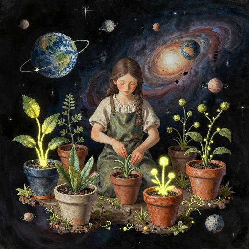 Cosmic Gardener in Floating Greenhouse