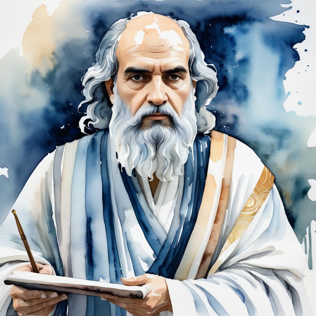 Ancient Greek Philosopher in Watercolor