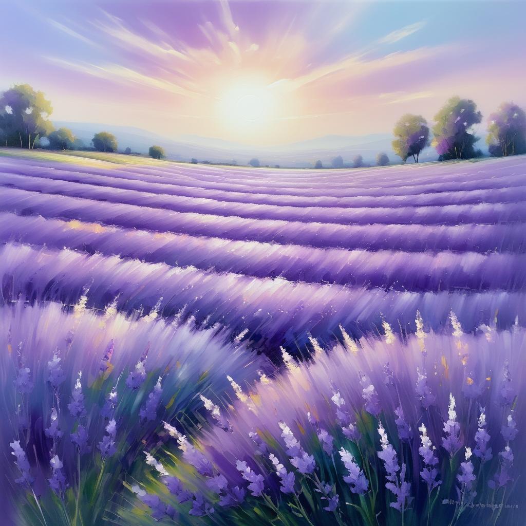 Serene Lavender Field Abstract Painting