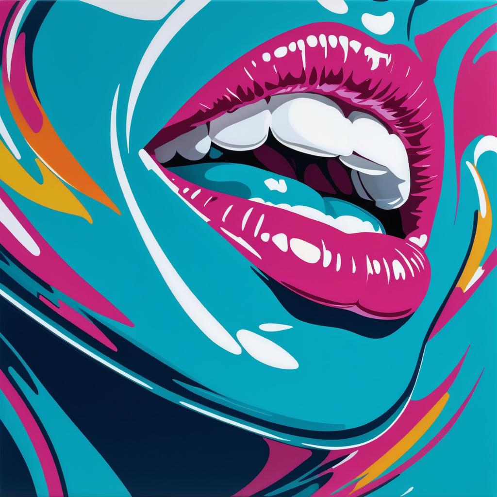 Vibrant Pop Art Nude Lips Painting