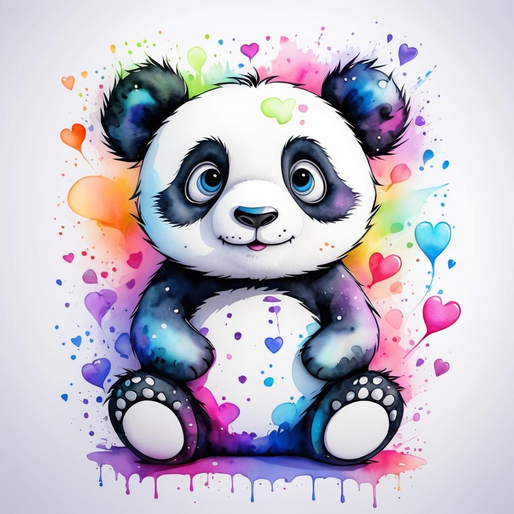 Whimsical Panda in Tim Burton Style