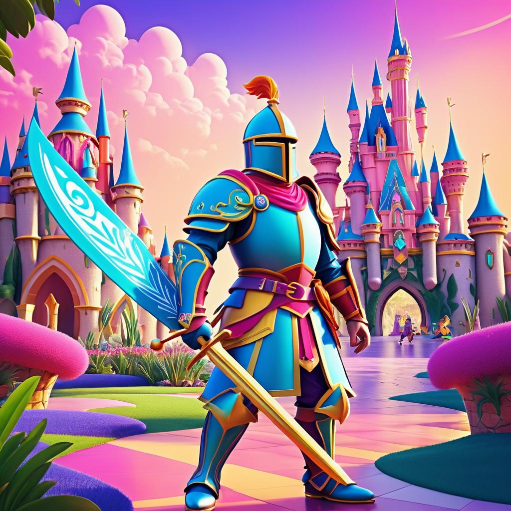 Vibrant Fantasy Knight in Whimsical Adventure