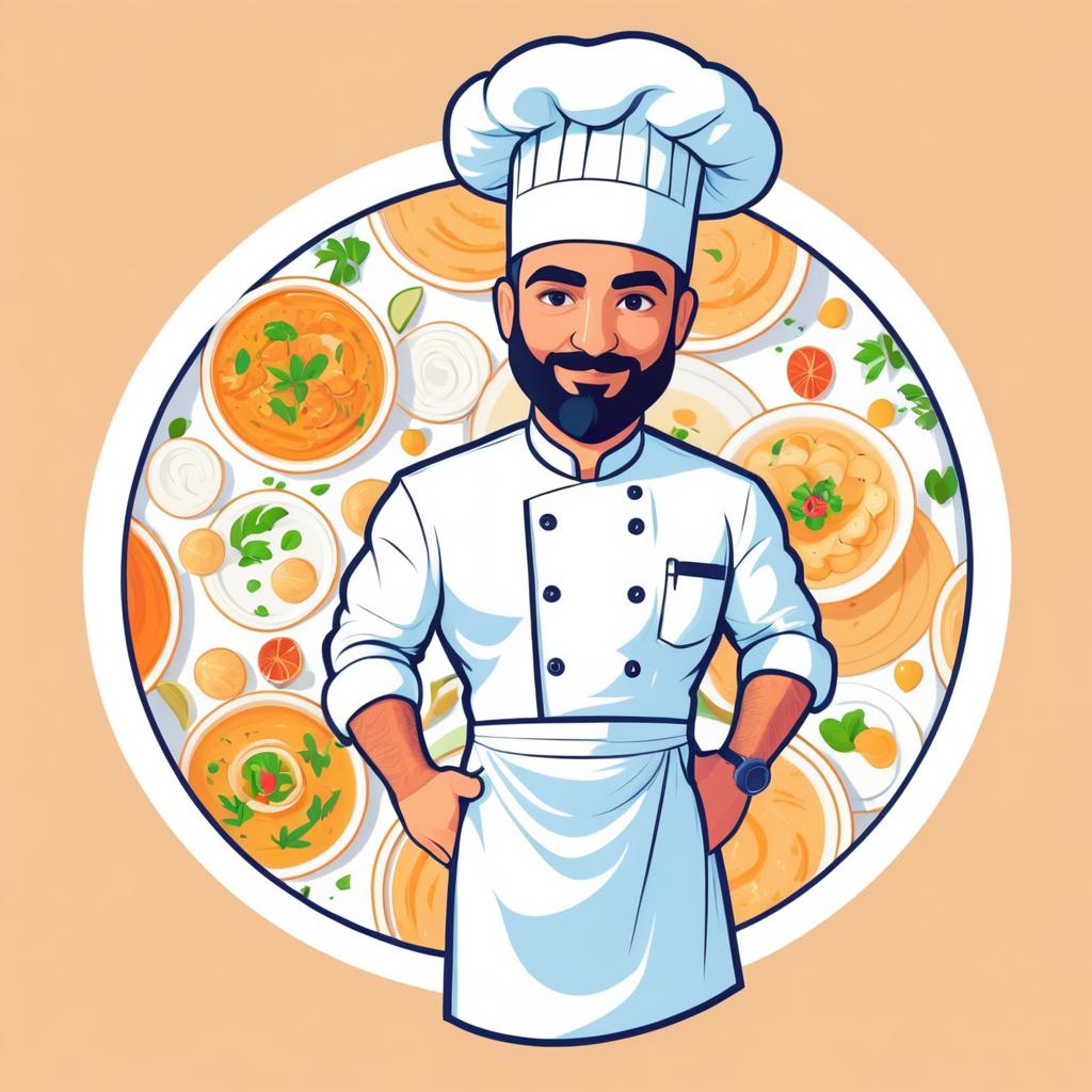 Aerial Cartoon Chef Design for T-Shirts