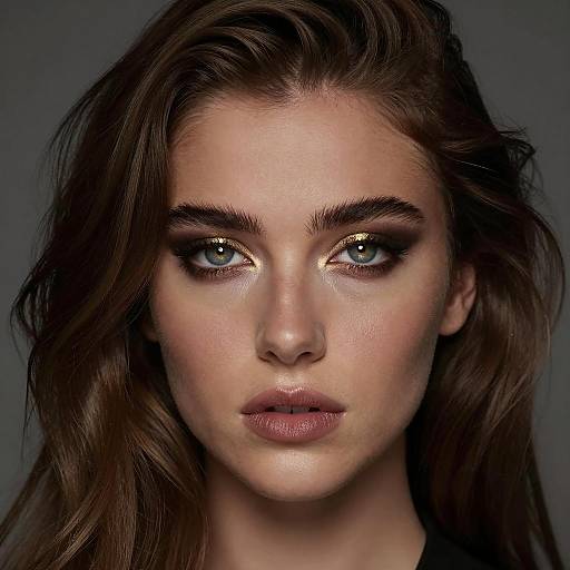 Closeup Portrait of Woman with Smoky Makeup